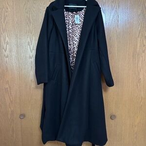 Torrid Black Trench Coat with Leopard Print Lining